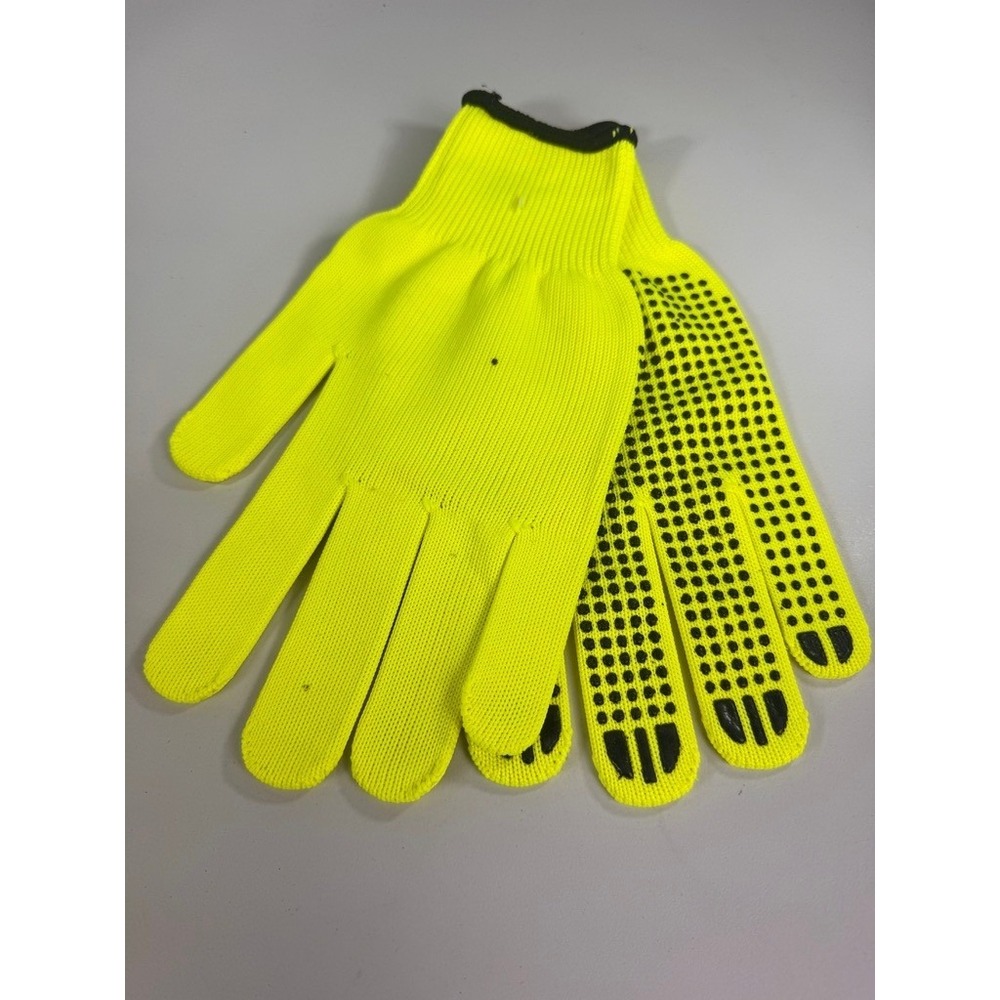 Bright Yellow Work Gloves‎ Large Grip Dots Reinforced Cuff Safety Work Gloves